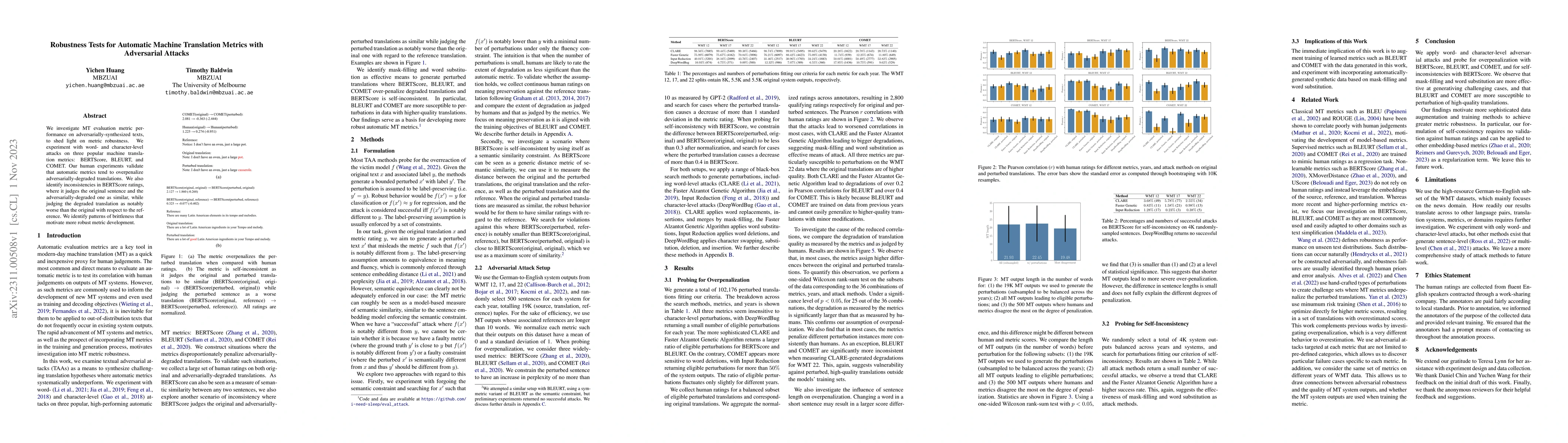 Thumbnail for Robustness Tests for Automatic Machine Translation Metrics with
  Adversarial Attacks