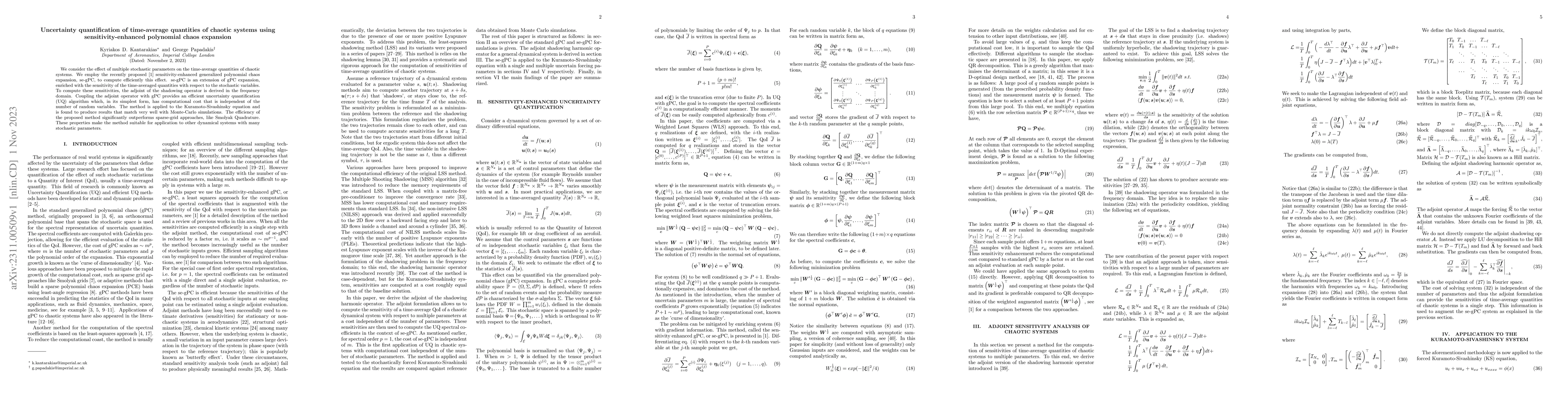 Thumbnail for Uncertainty quantification of time-average quantities of chaotic systems
  using sensitivity-enhanced polynomial chaos expansion