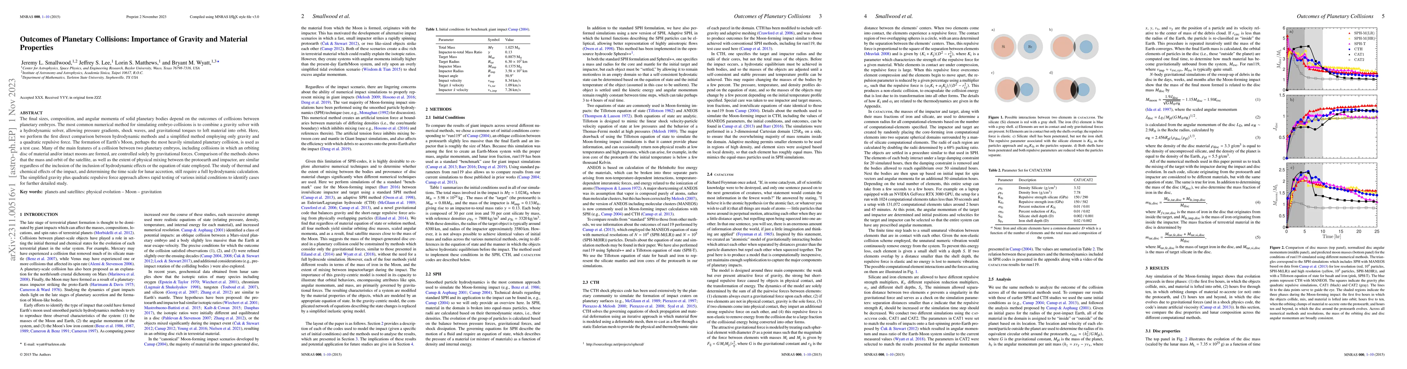 Thumbnail for Outcomes of Planetary Collisions: Importance of Gravity and Material
  Properties