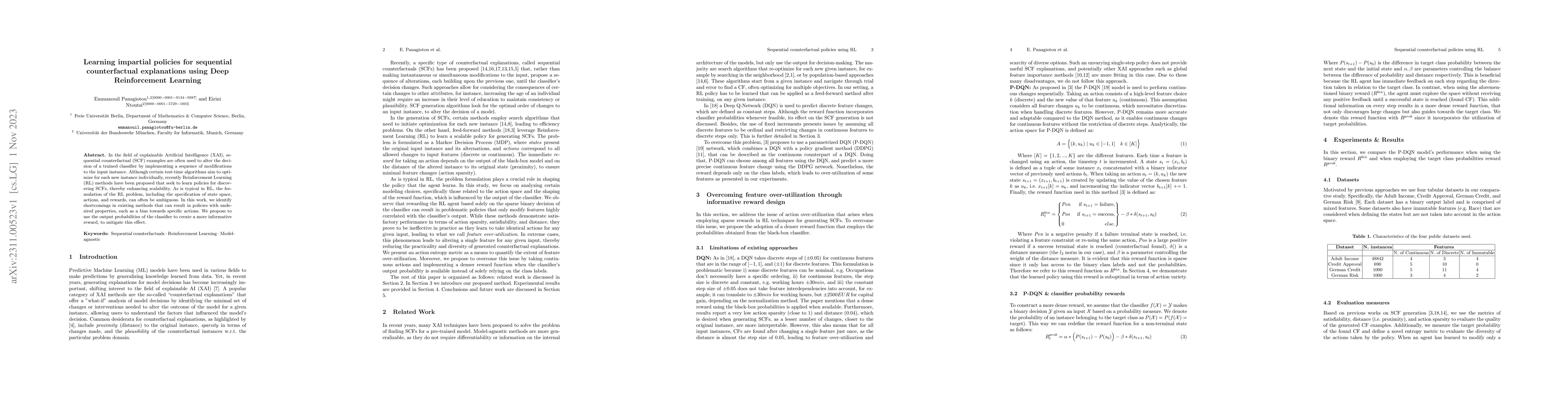 Thumbnail for Learning impartial policies for sequential counterfactual explanations
  using Deep Reinforcement Learning