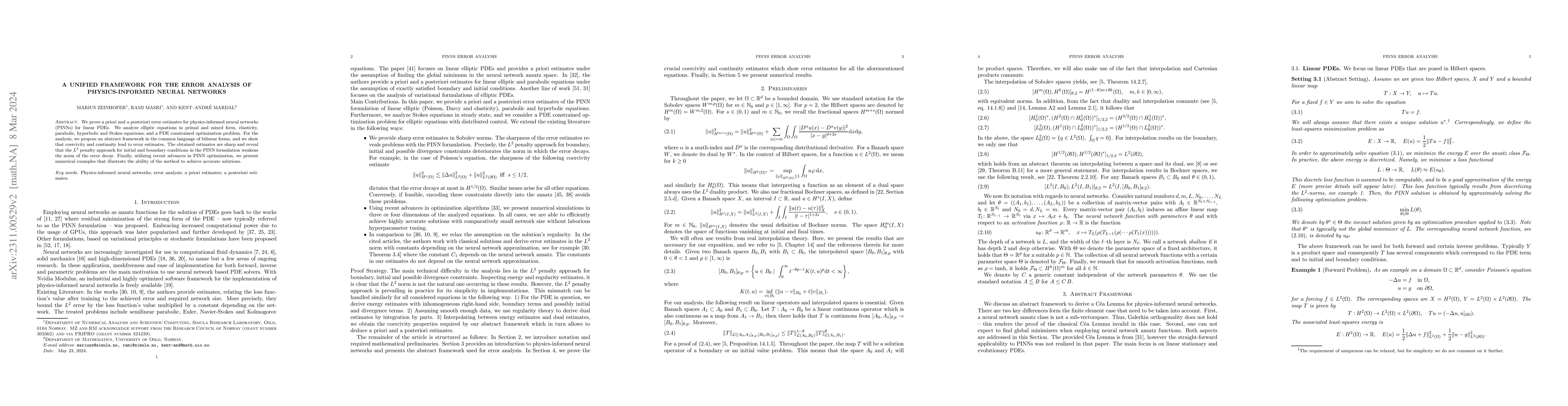 Thumbnail for A Unified Framework for the Error Analysis of Physics-Informed Neural
  Networks