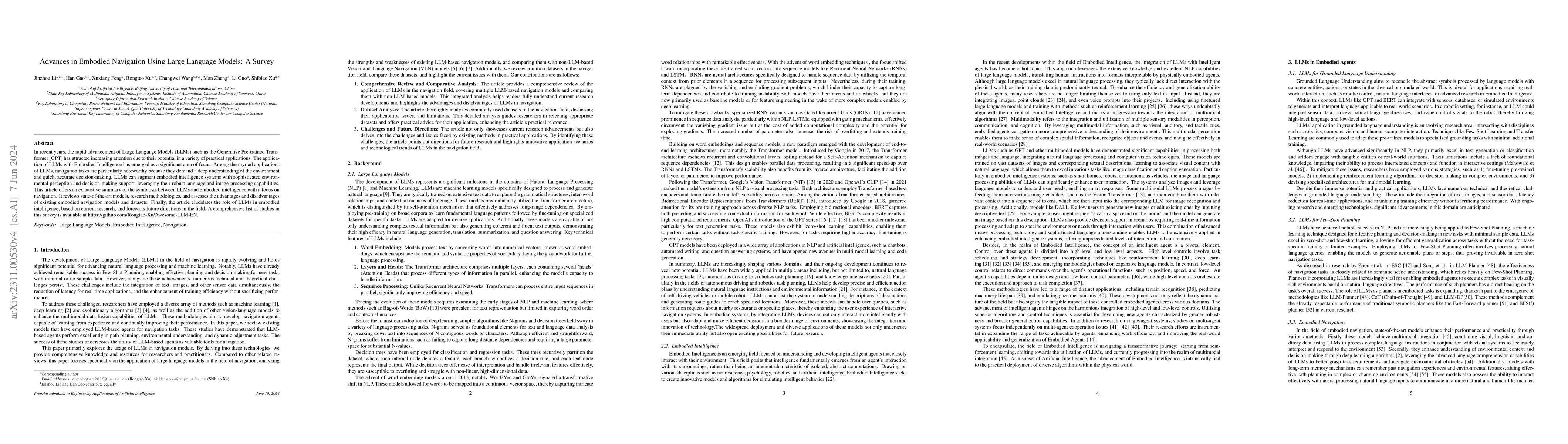 Thumbnail for Advances in Embodied Navigation Using Large Language Models: A Survey
