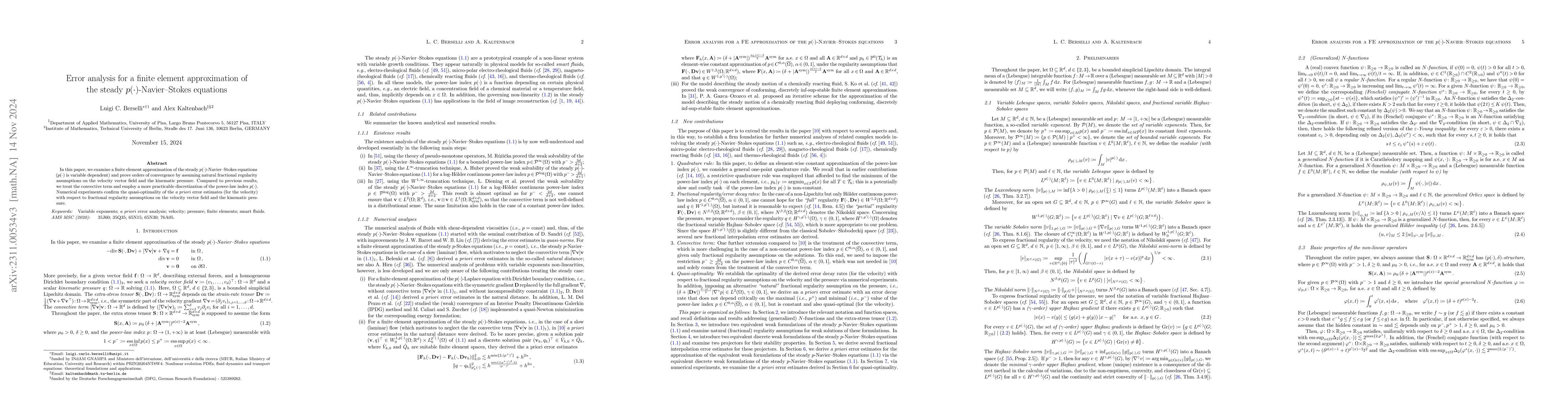 Thumbnail for Error analysis for a finite element approximation of the steady
  $p(\cdot)$-Navier-Stokes equations