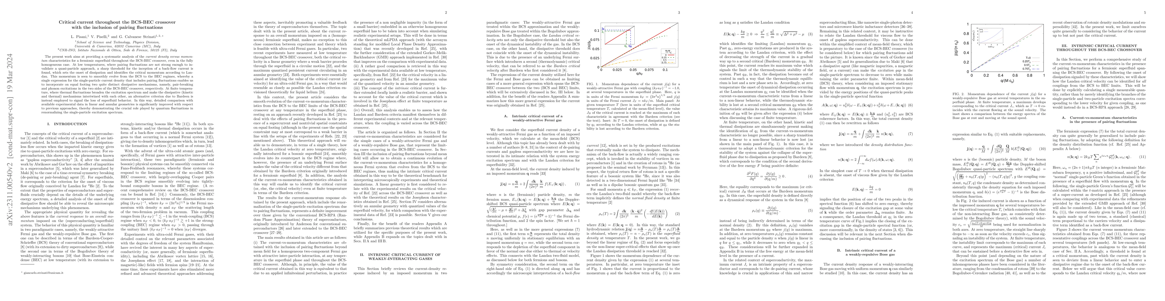 Thumbnail for Critical current throughout the BCS-BEC crossover with the inclusion of
  pairing fluctuations