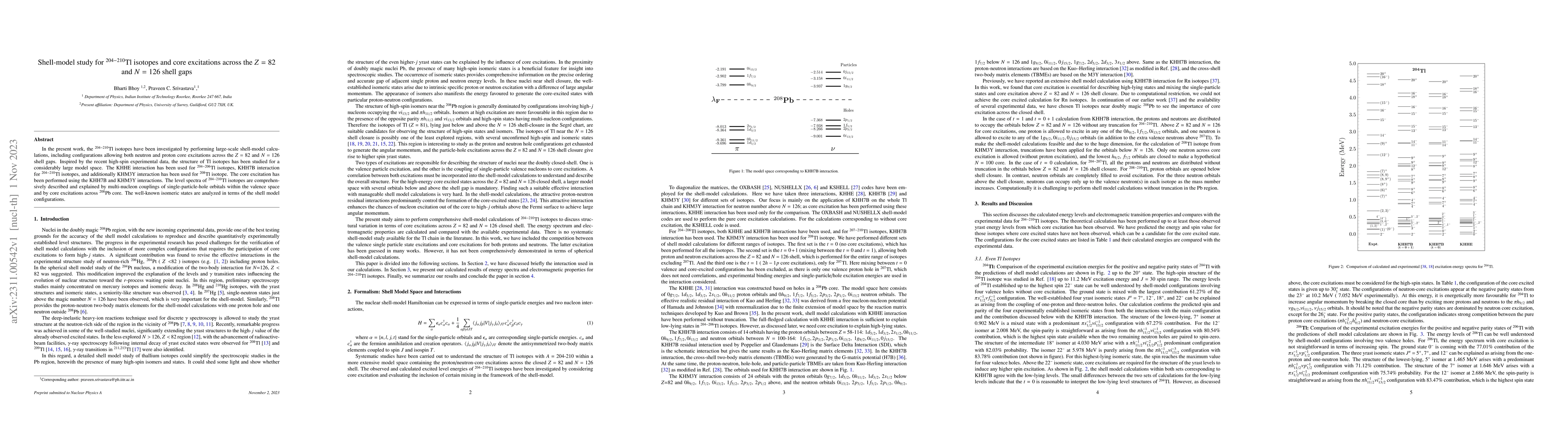 Thumbnail for Shell-model study for $^{204-210}$Tl isotopes and core excitations
  across the $Z = 82$ and $N = 126$ shell gaps