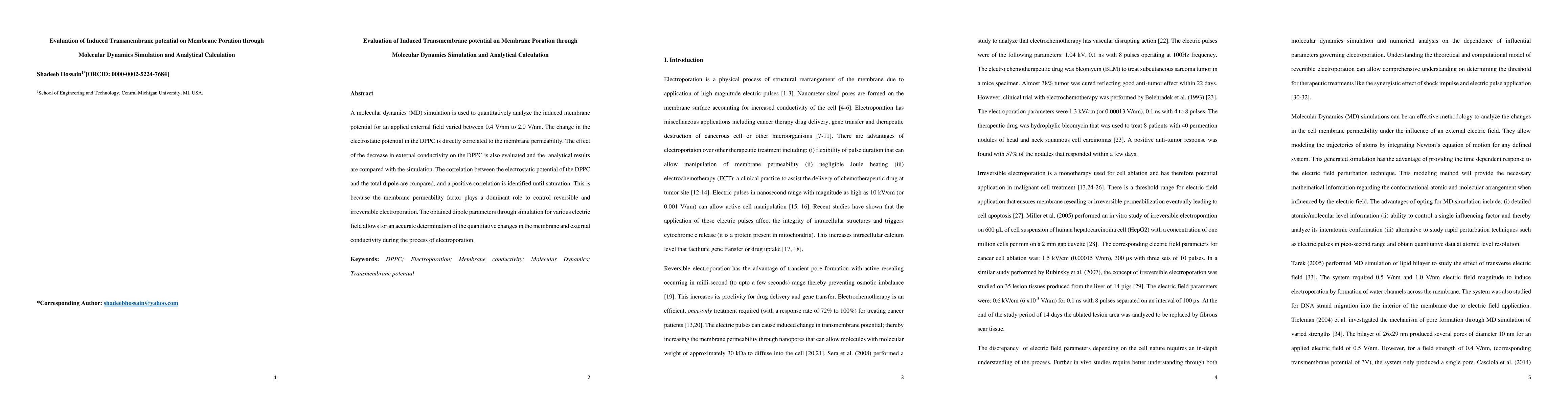 Thumbnail for Evaluation of Induced Transmembrane potential on Membrane Poration
  through Molecular Dynamics Simulation and Analytical Calculation