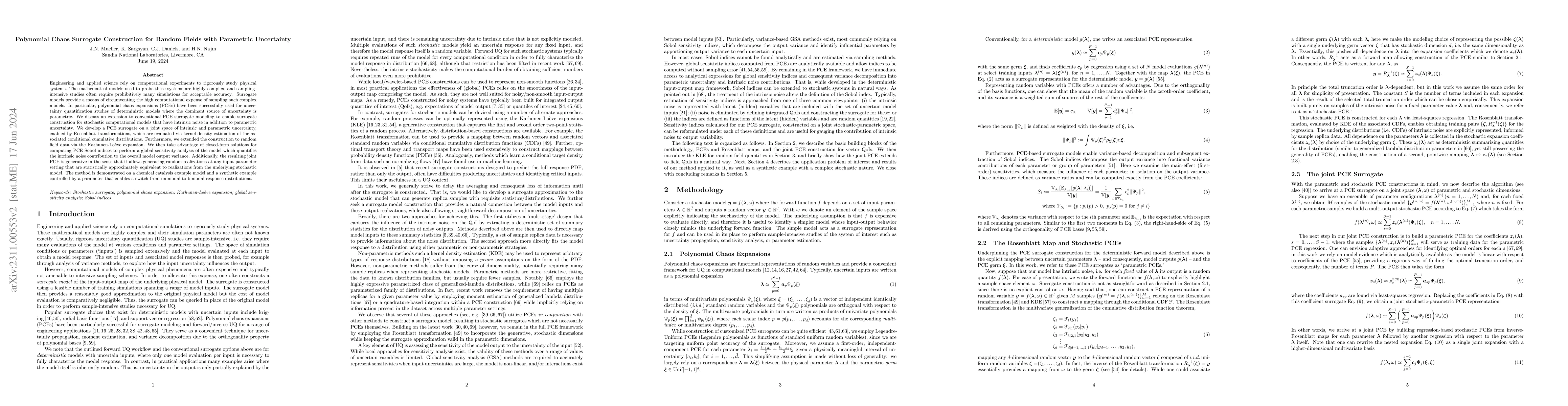 Thumbnail for Polynomial Chaos Surrogate Construction for Random Fields with
  Parametric Uncertainty