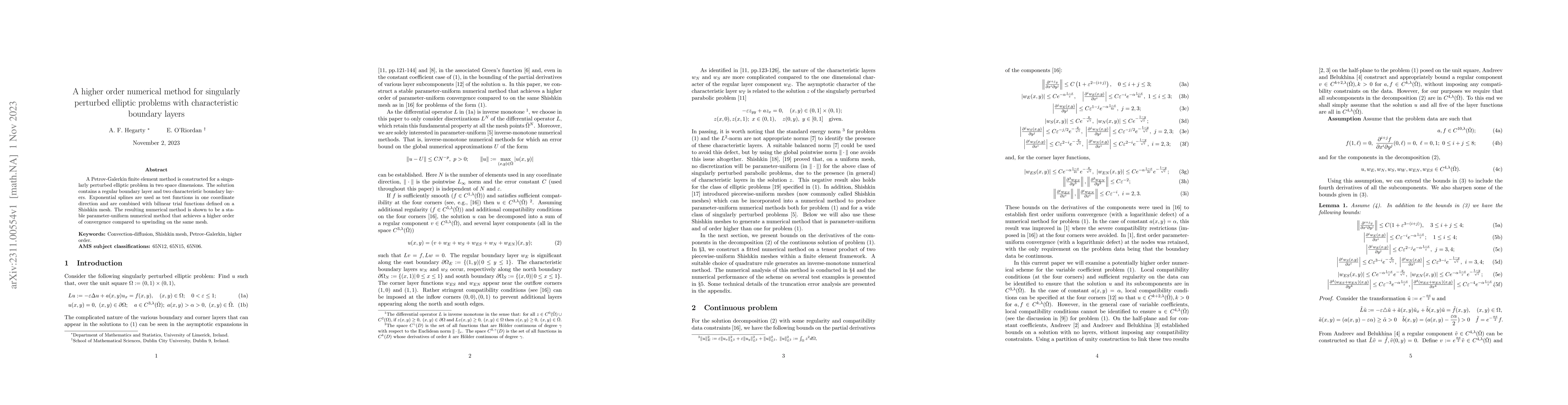 Thumbnail for A higher order numerical method for singularly perturbed elliptic
  problems with characteristic boundary layers