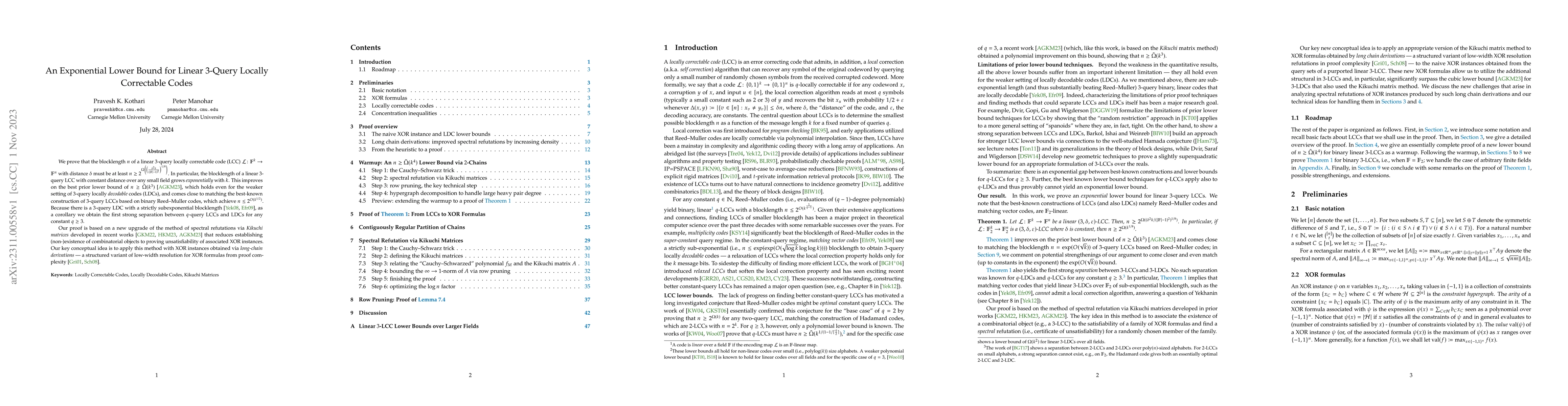 Thumbnail for An Exponential Lower Bound for Linear 3-Query Locally Correctable Codes