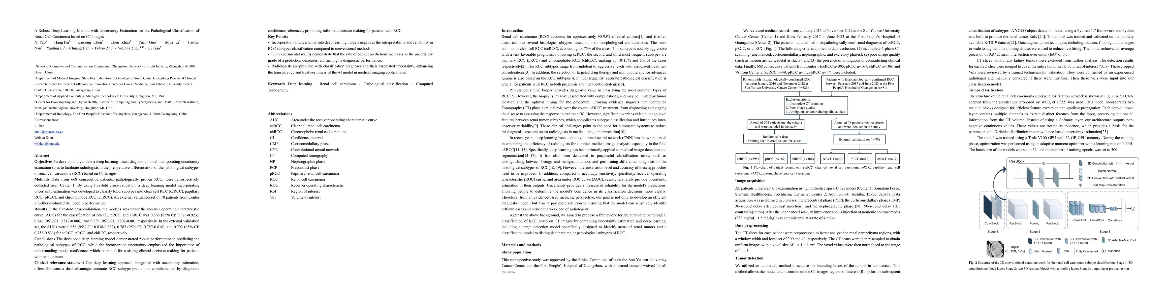Thumbnail for A Robust Deep Learning Method with Uncertainty Estimation for the
  Pathological Classification of Renal Cell Carcinoma based on CT Images