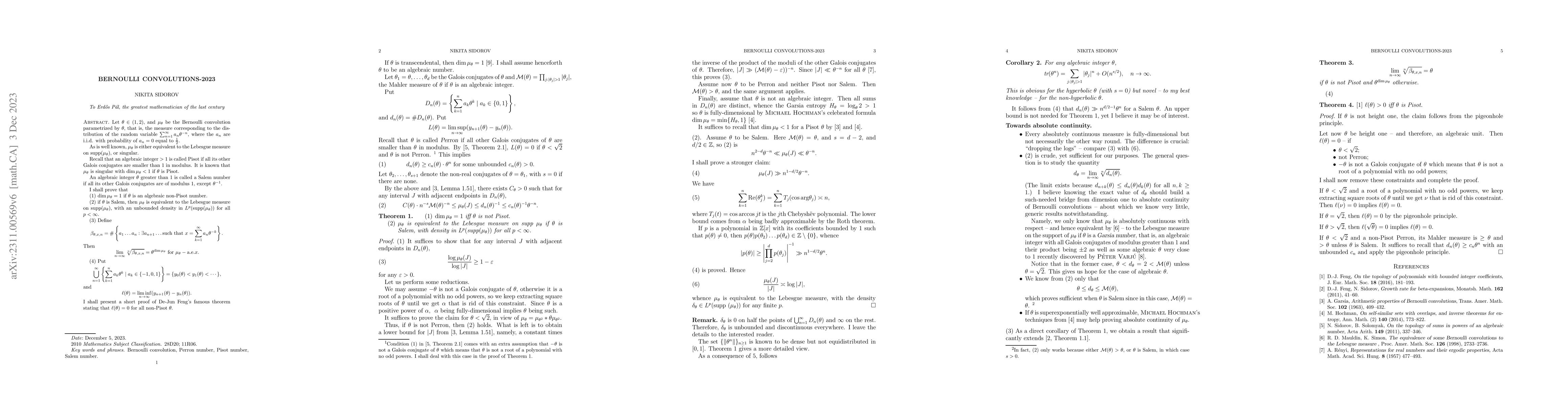 Thumbnail for Bernoulli convolutions -- 2023