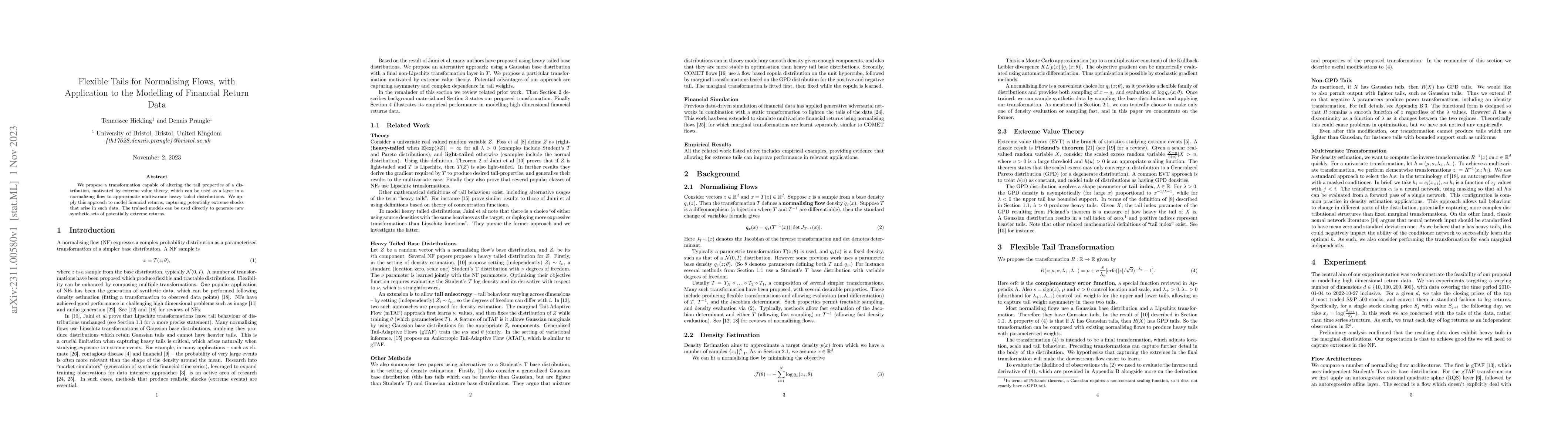 Thumbnail for Flexible Tails for Normalising Flows, with Application to the Modelling
  of Financial Return Data