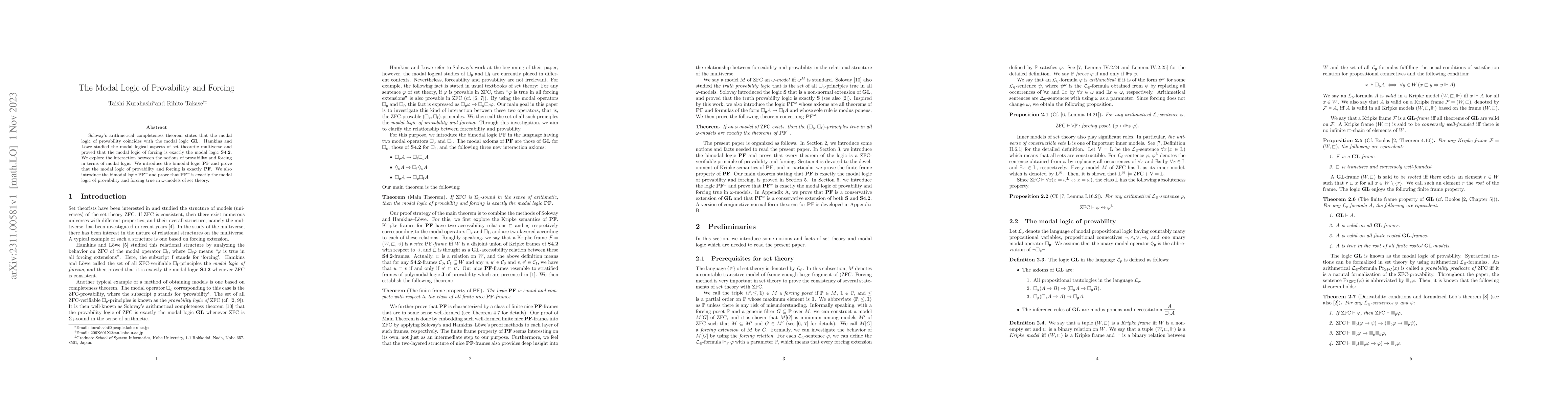 Thumbnail for The Modal Logic of Provability and Forcing