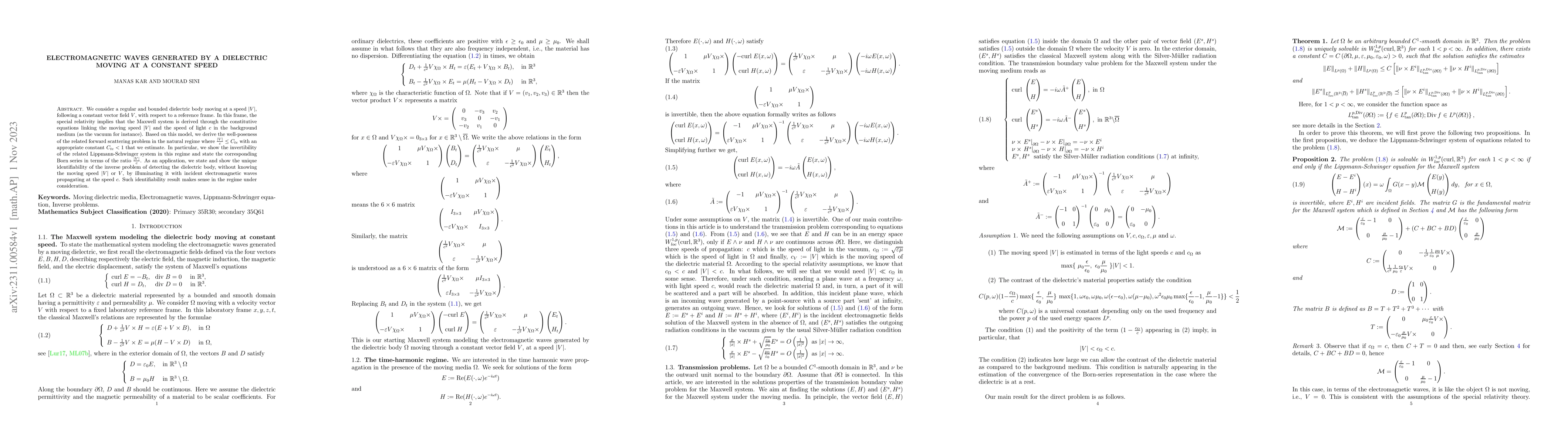 Thumbnail for Electromagnetic waves generated by a dielectric moving at a constant
  speed