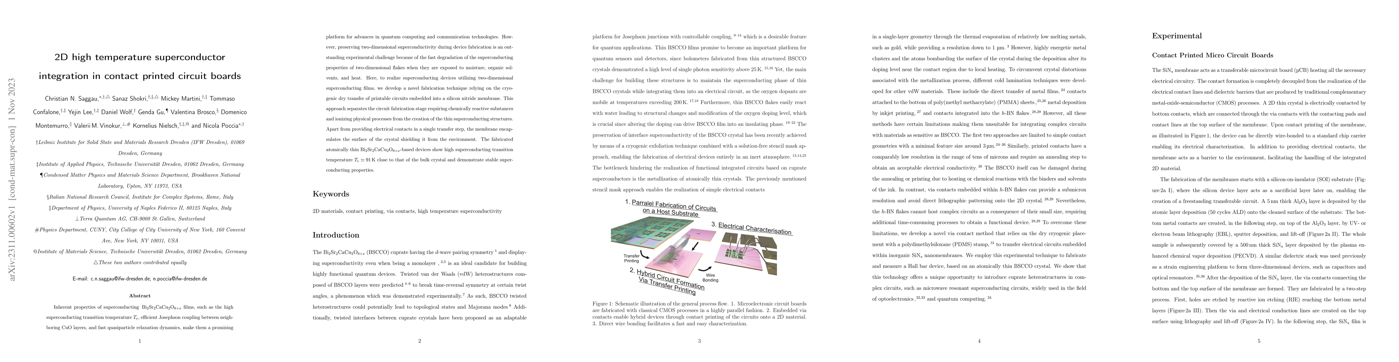 Thumbnail for 2D high temperature superconductor integration in contact printed
  circuit boards
