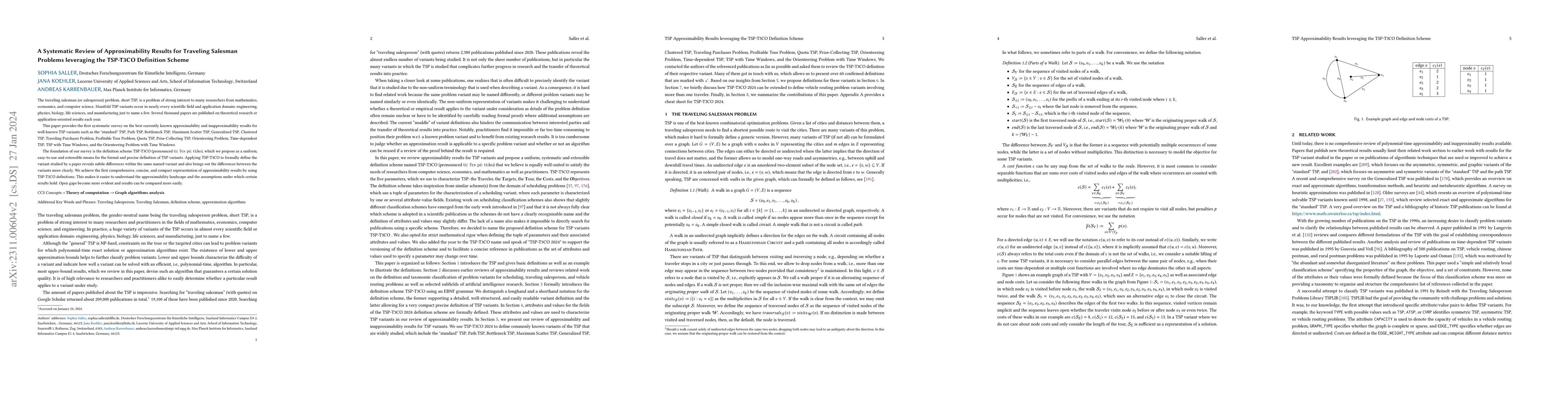 Thumbnail for A Systematic Review of Approximability Results for Traveling Salesman
  Problems leveraging the TSP-T3CO Definition Scheme