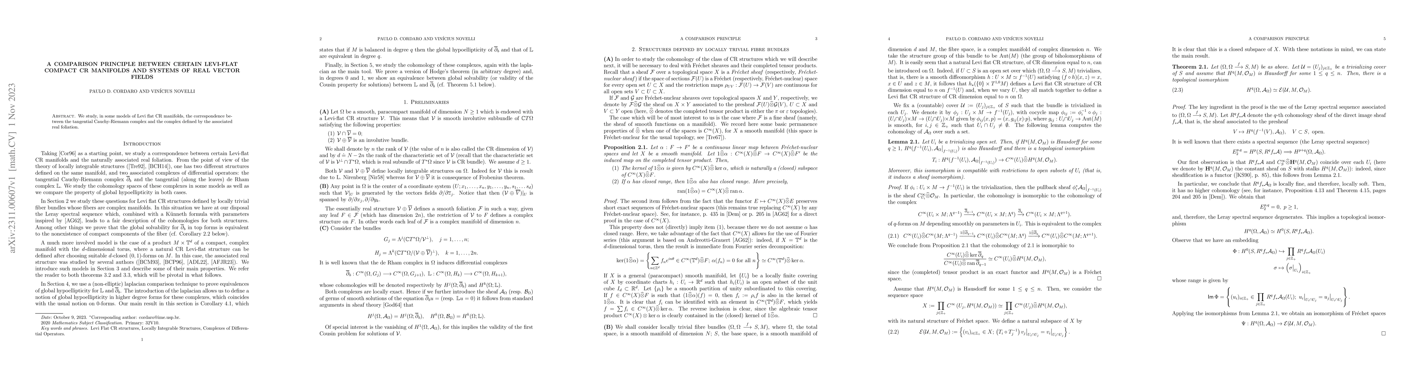 Thumbnail for A comparison principle between certain Levi-flat compact CR manifolds
  and systems of real vector fields