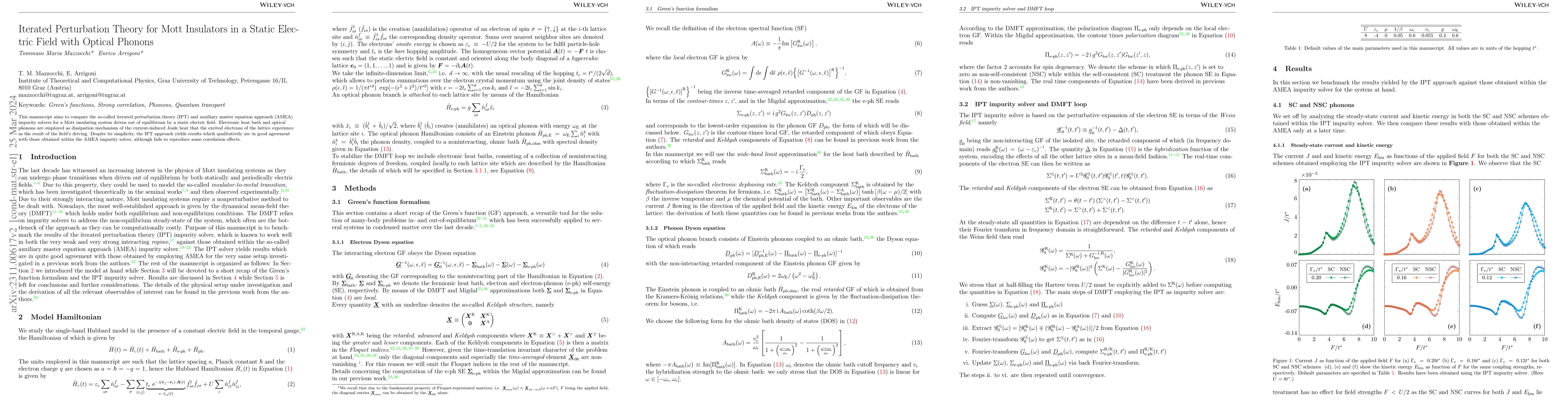 Thumbnail for Iterated Perturbation Theory for Mott Insulators in a Static Electric
  Field with Optical Phonons