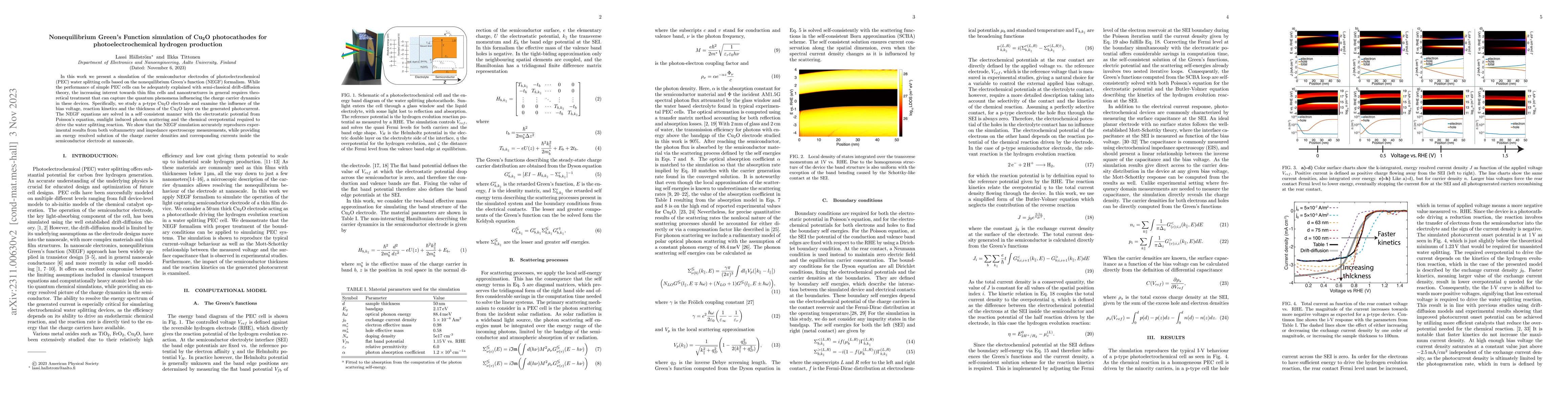 Thumbnail for Nonequilibrium Green's Function simulation of Cu2O photocathodes for
  photoelectrochemical hydrogen production