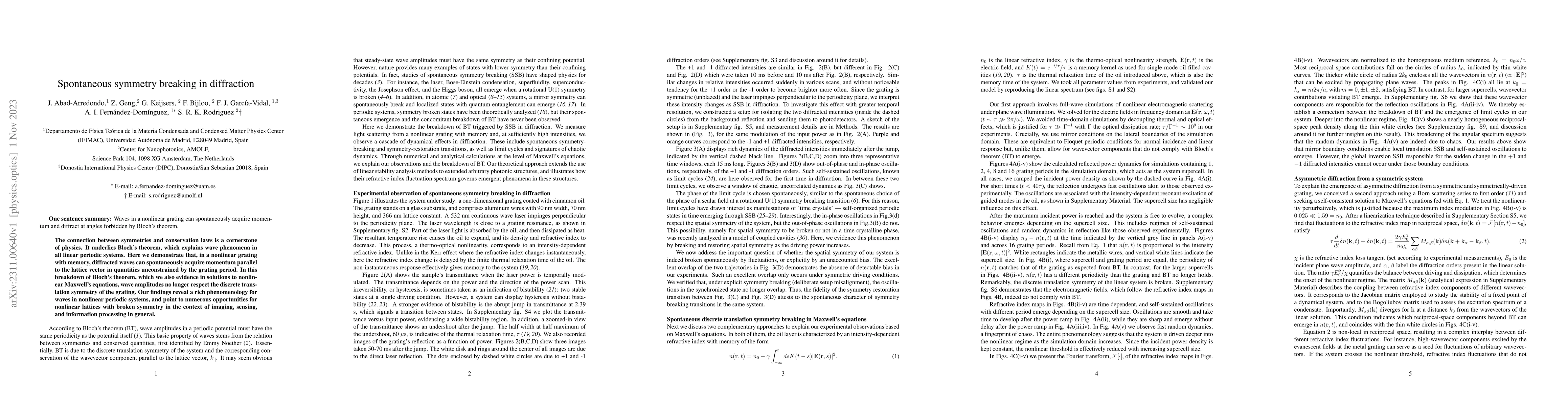 Thumbnail for Spontaneous symmetry breaking in diffraction