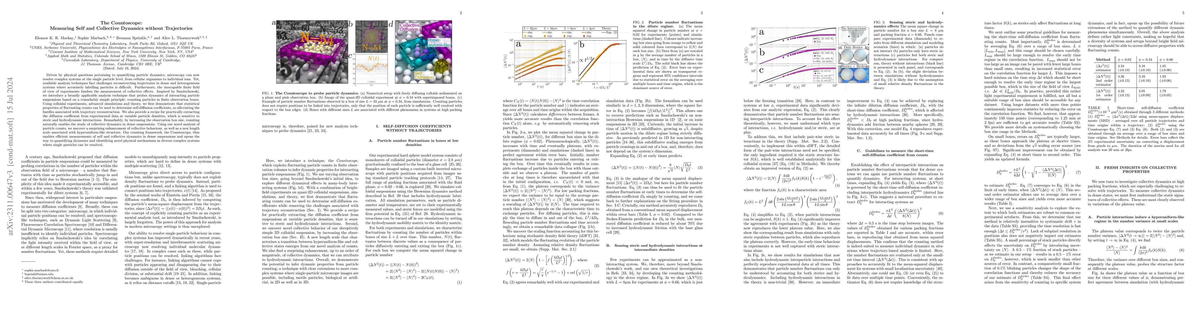 Thumbnail for The Countoscope: Measuring Self and Collective Dynamics without
  Trajectories