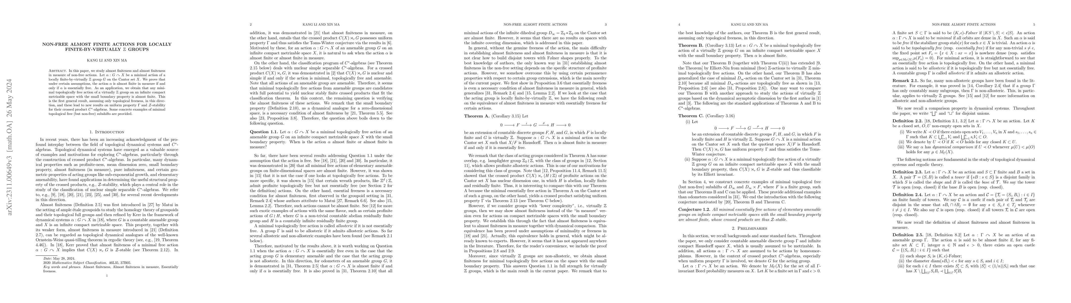Thumbnail for Non-free almost finite actions for locally finite-by-virtually
  $\mathbb{Z}$ groups