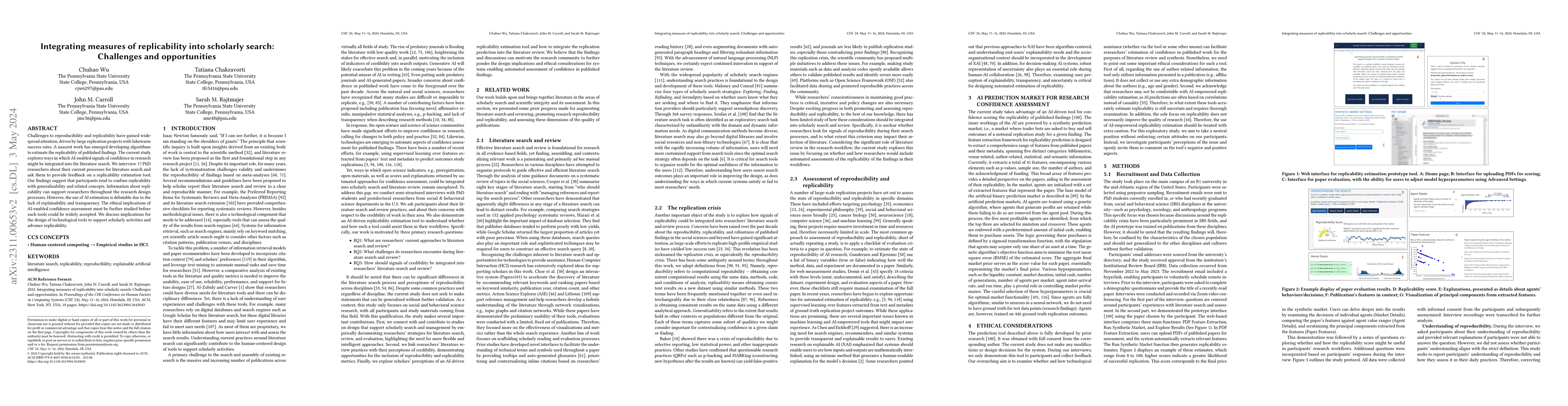 Thumbnail for Integrating measures of replicability into scholarly search: Challenges
  and opportunities