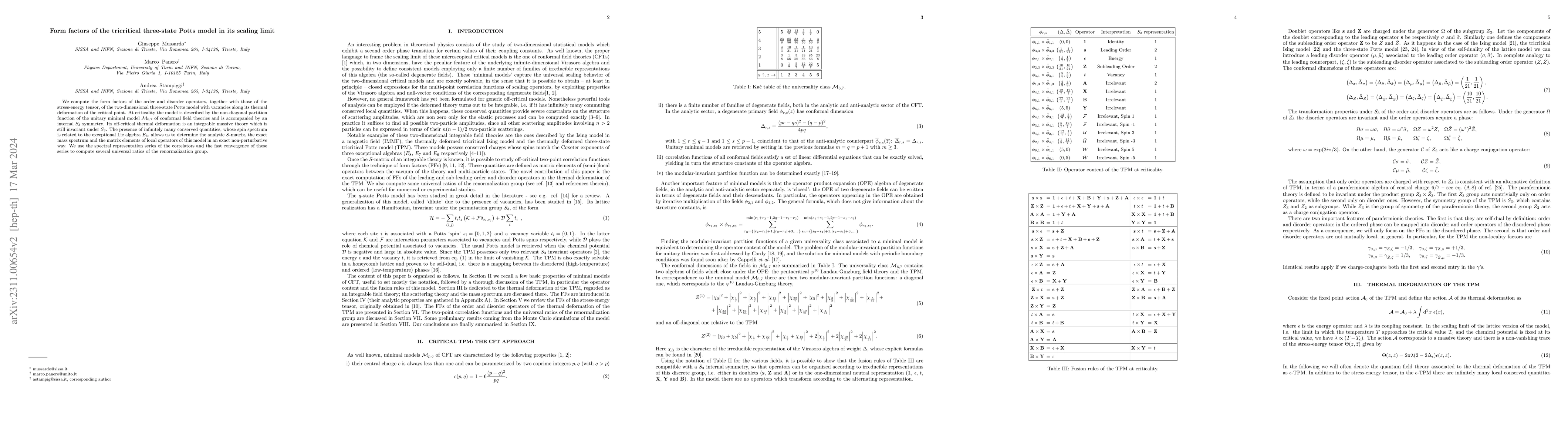 Thumbnail for Form Factors of the Tricritical Three-state Potts Model in its Scaling
  Limit