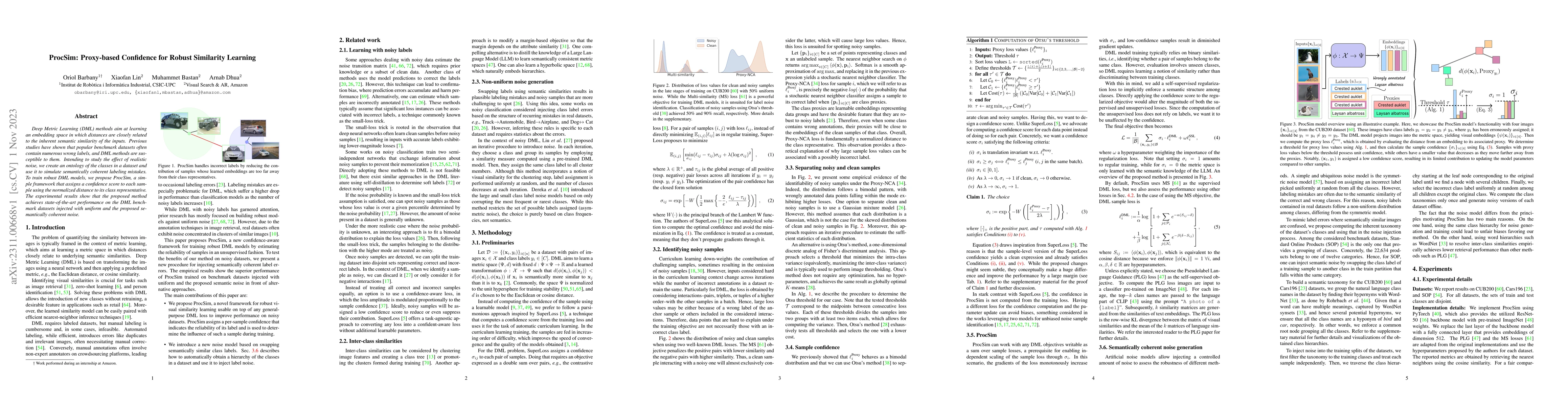 Thumbnail for ProcSim: Proxy-based Confidence for Robust Similarity Learning