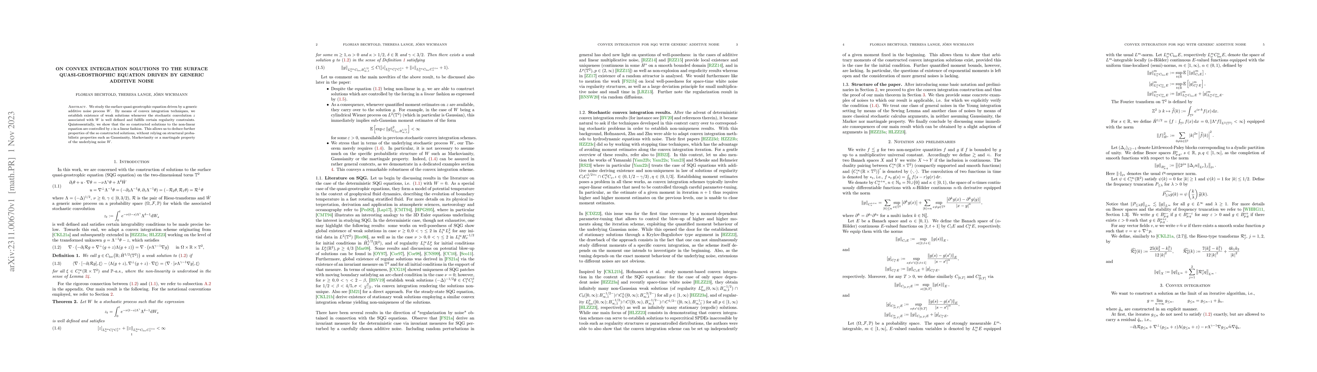 Thumbnail for On convex integration solutions to the surface quasi-geostrophic
  equation driven by generic additive noise
