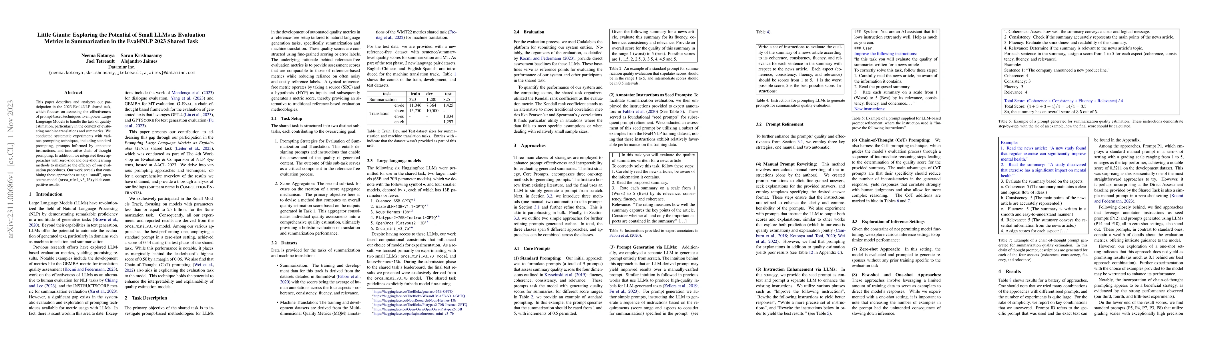 Thumbnail for Little Giants: Exploring the Potential of Small LLMs as Evaluation
  Metrics in Summarization in the Eval4NLP 2023 Shared Task