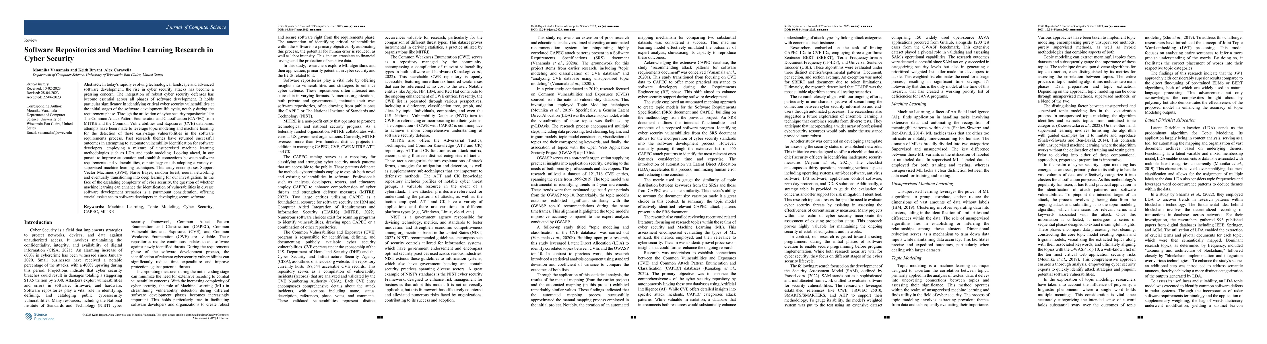 Thumbnail for Software Repositories and Machine Learning Research in Cyber Security