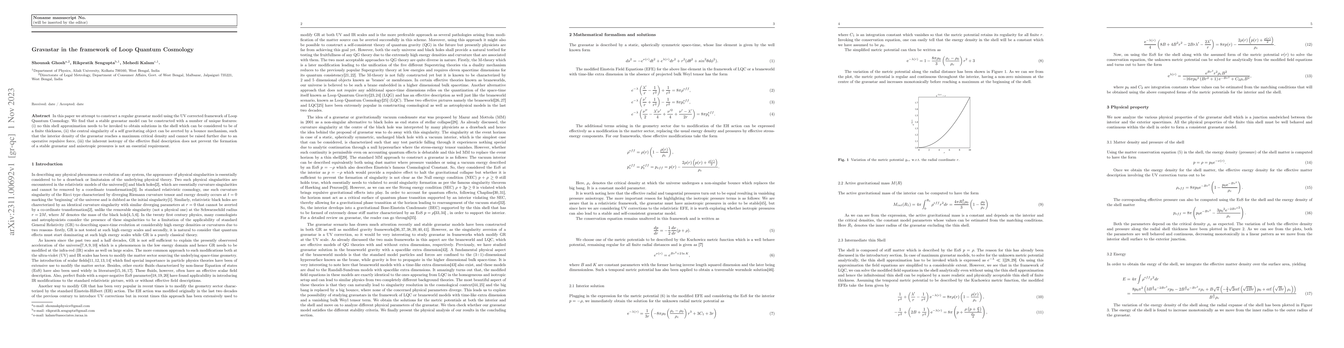 Thumbnail for Gravastar in the framework of Loop Quantum Cosmology
