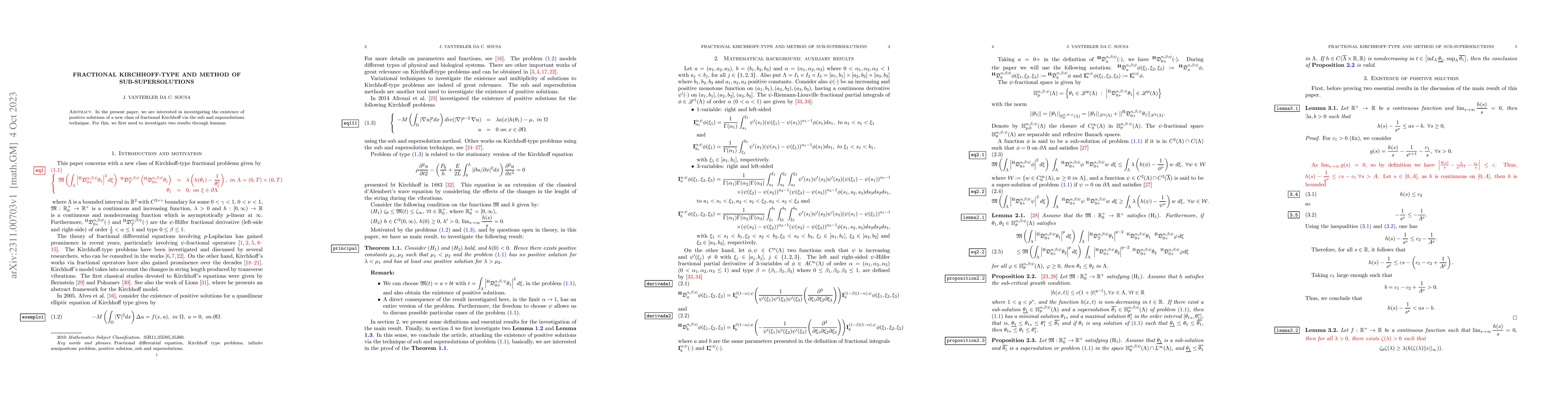 Thumbnail for Fractional Kirchhoff-type and method of sub-supersolutions