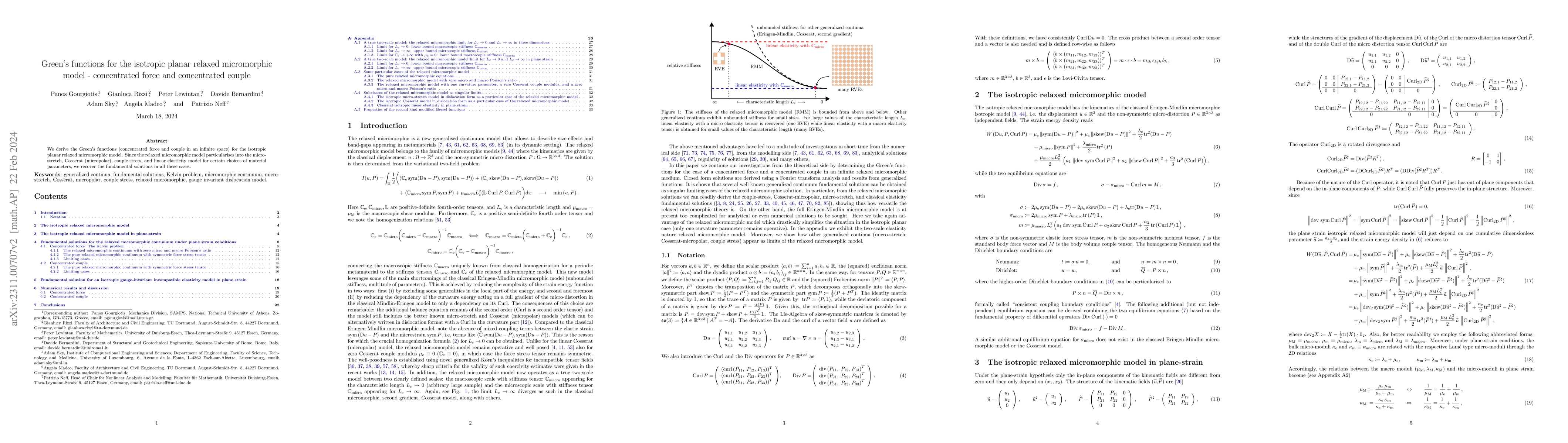 Thumbnail for Green's functions for the isotropic planar relaxed micromorphic model --
  concentrated force and concentrated couple