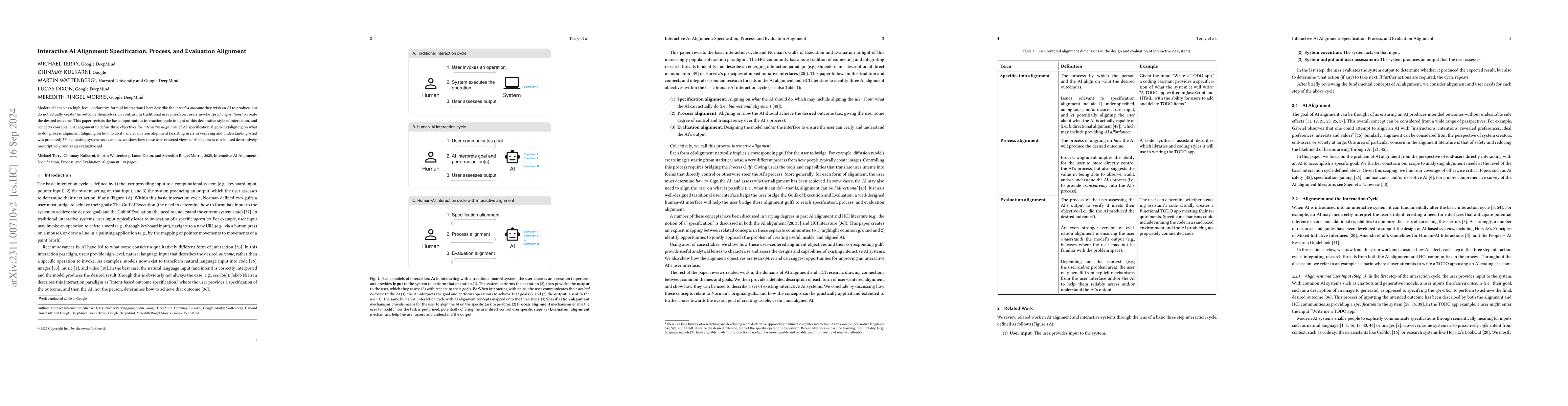 Thumbnail for AI Alignment in the Design of Interactive AI: Specification Alignment,
  Process Alignment, and Evaluation Support
