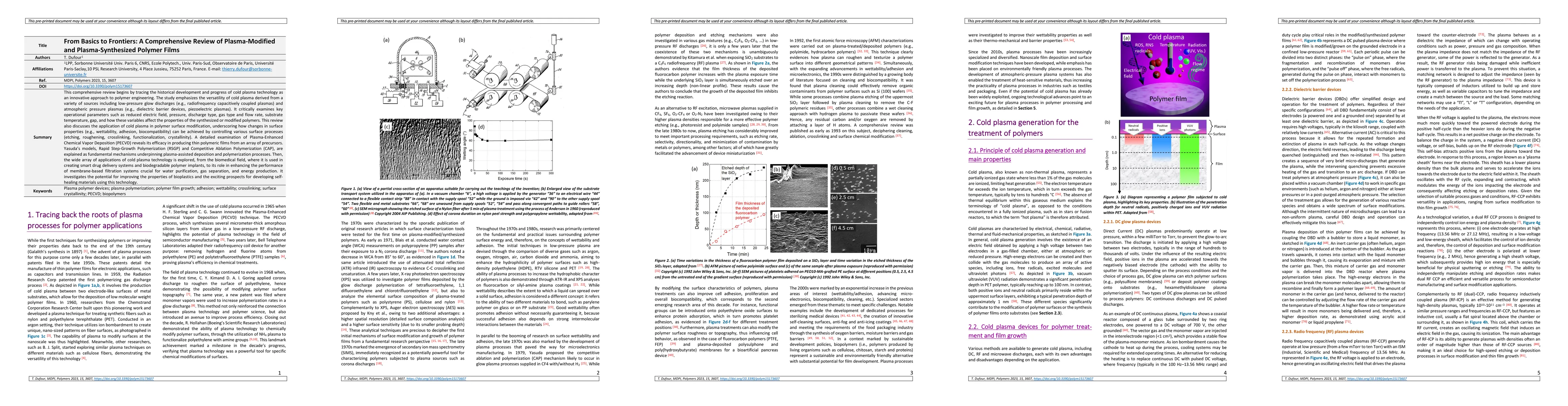 Thumbnail for From Basics to Frontiers: A Comprehensive Review of Plasma-Modified and
  Plasma-Synthesized Polymer Films