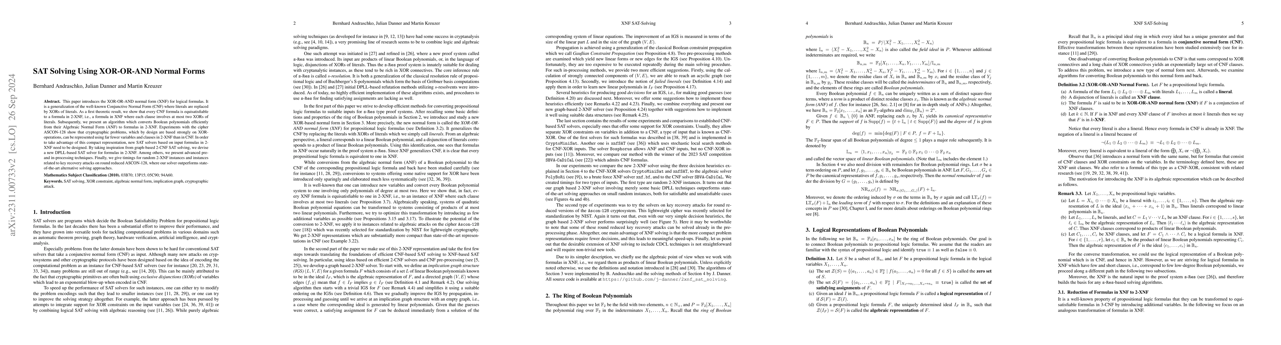 Thumbnail for SAT Solving Using XOR-OR-AND Normal Forms