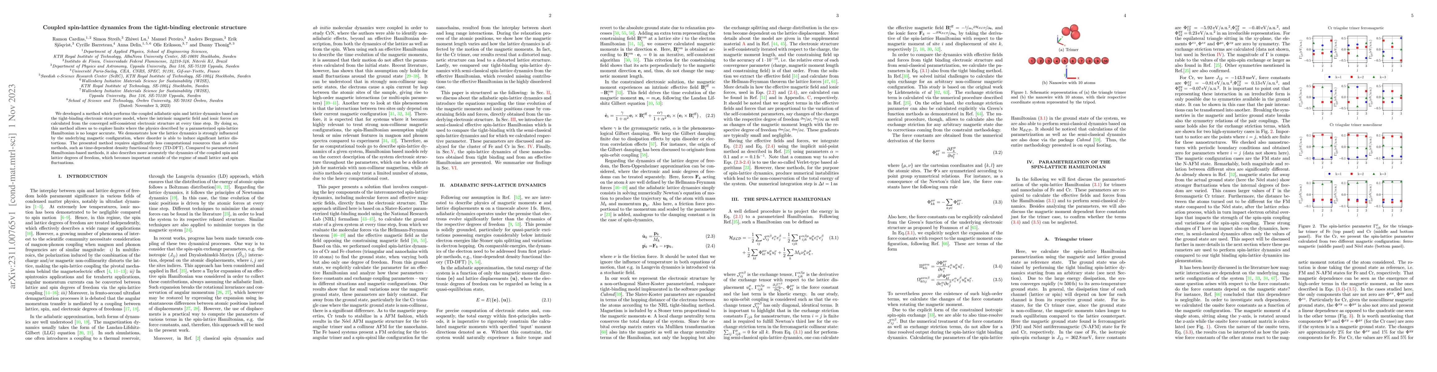 Thumbnail for Coupled spin-lattice dynamics from the tight-binding electronic
  structure