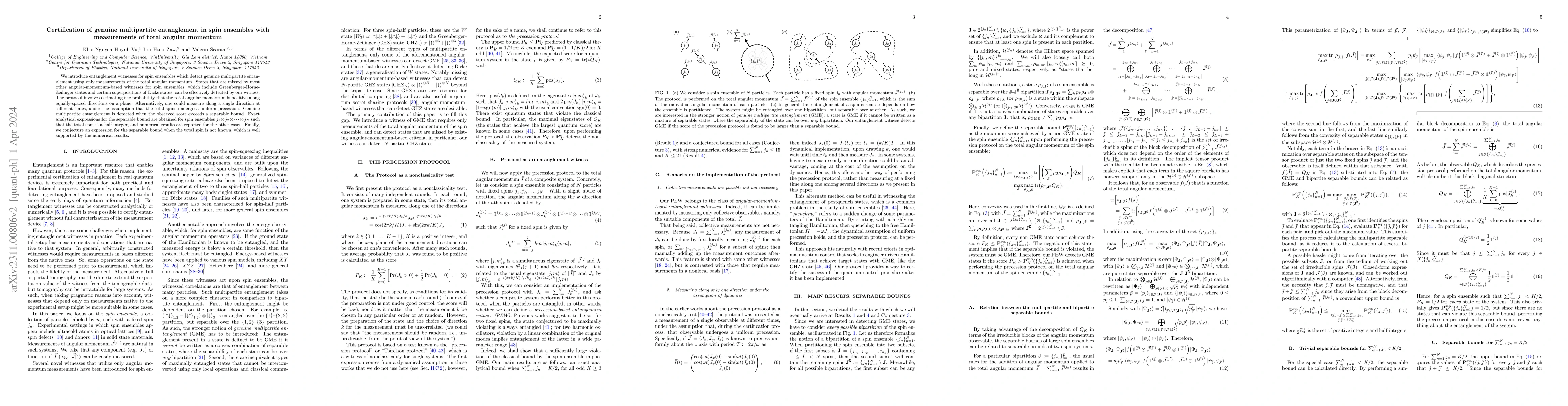 Thumbnail for Certification of genuine multipartite entanglement in spin ensembles
  with measurements of total angular momentum