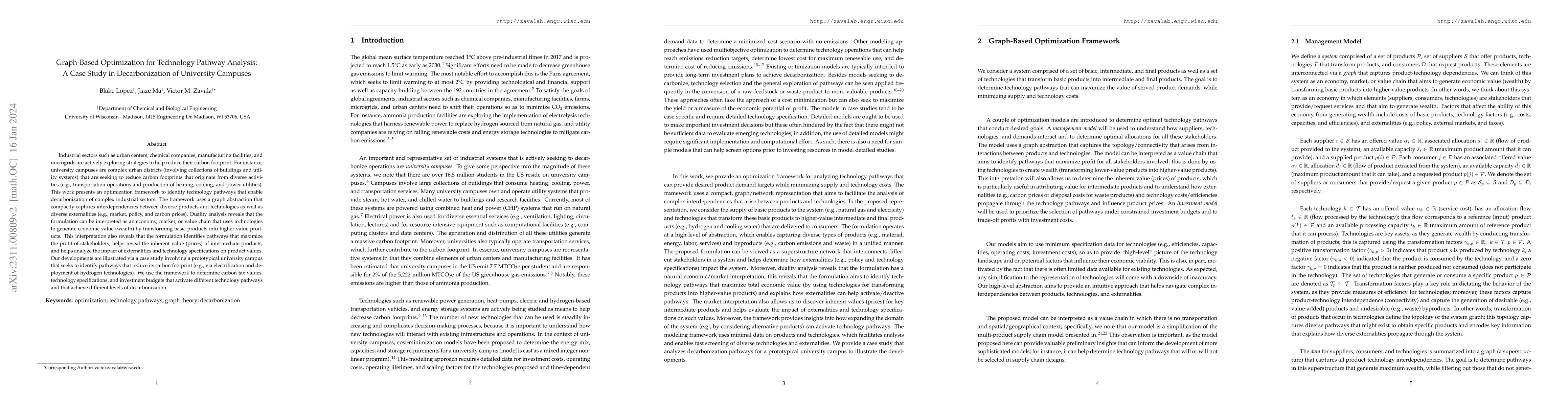 Thumbnail for Graph-Based Optimization for Technology Pathway Analysis: A Case Study
  in Decarbonization of University Campuses