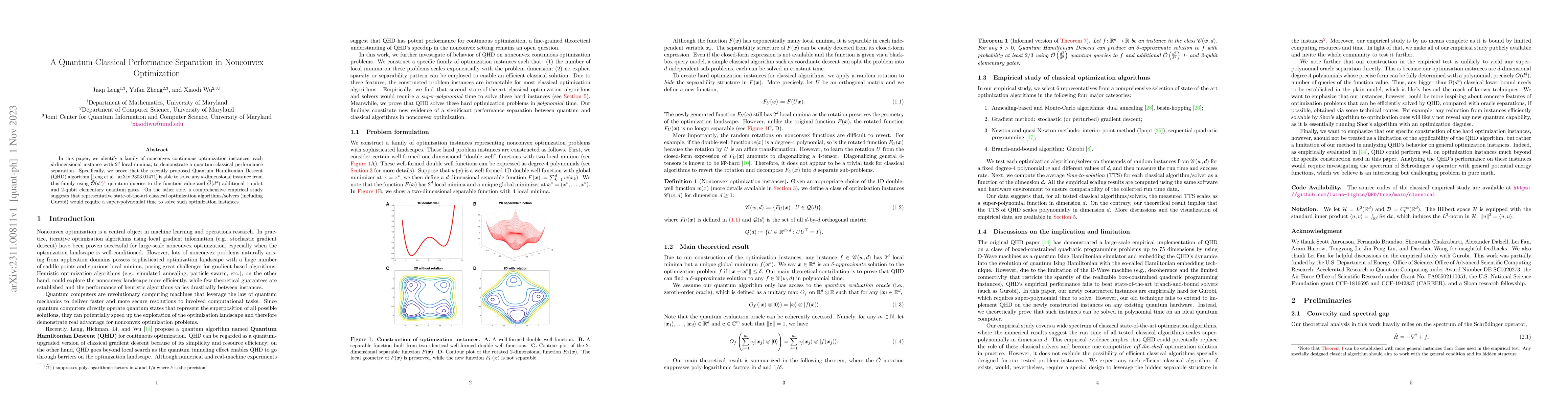 Thumbnail for A quantum-classical performance separation in nonconvex optimization