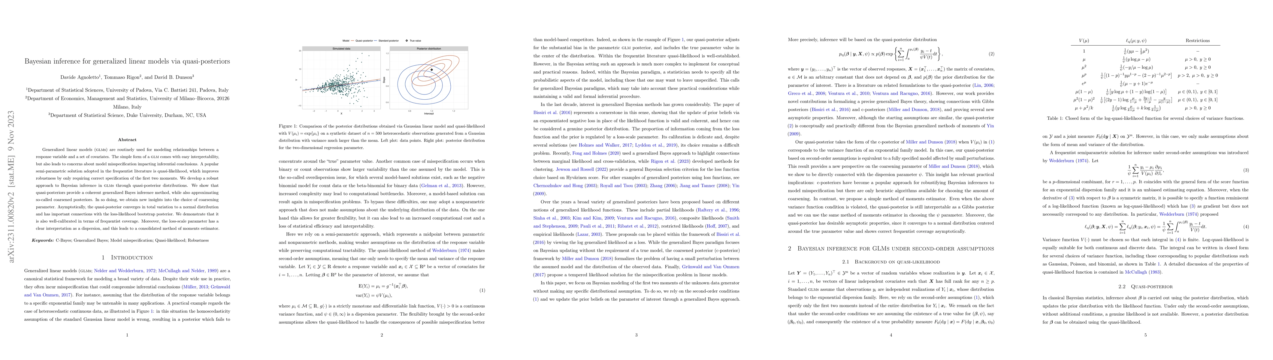 Thumbnail for Bayesian inference for generalized linear models via quasi-posteriors