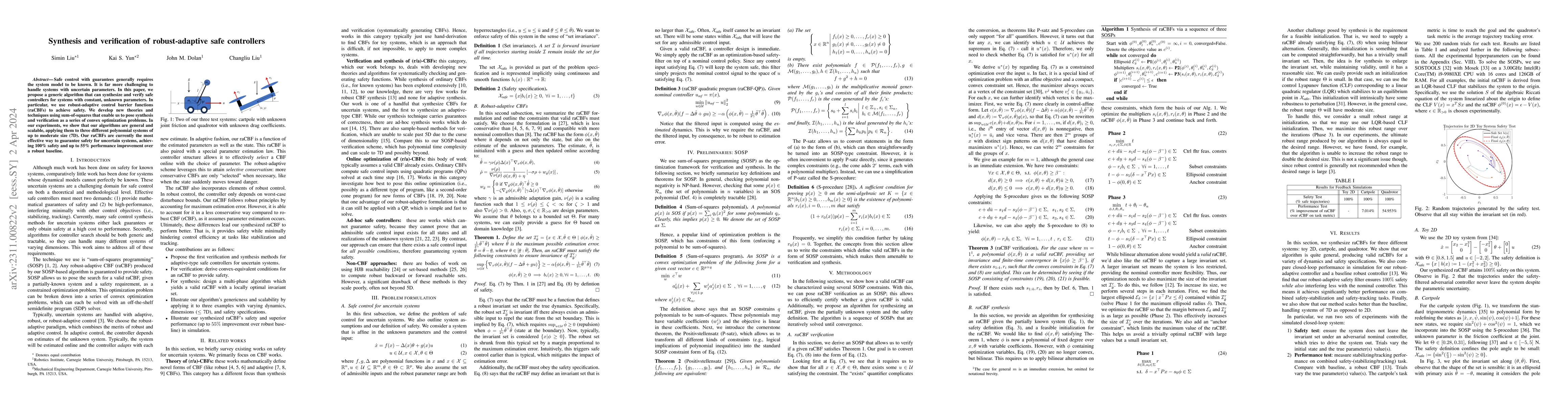 Thumbnail for Synthesis and verification of robust-adaptive safe controllers