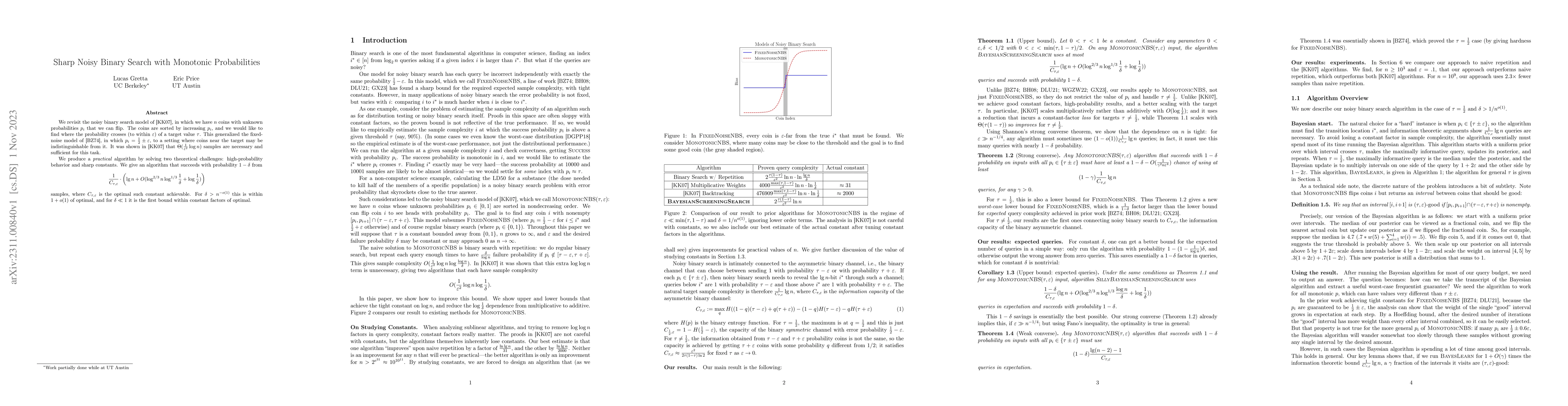 Thumbnail for Sharp Noisy Binary Search with Monotonic Probabilities