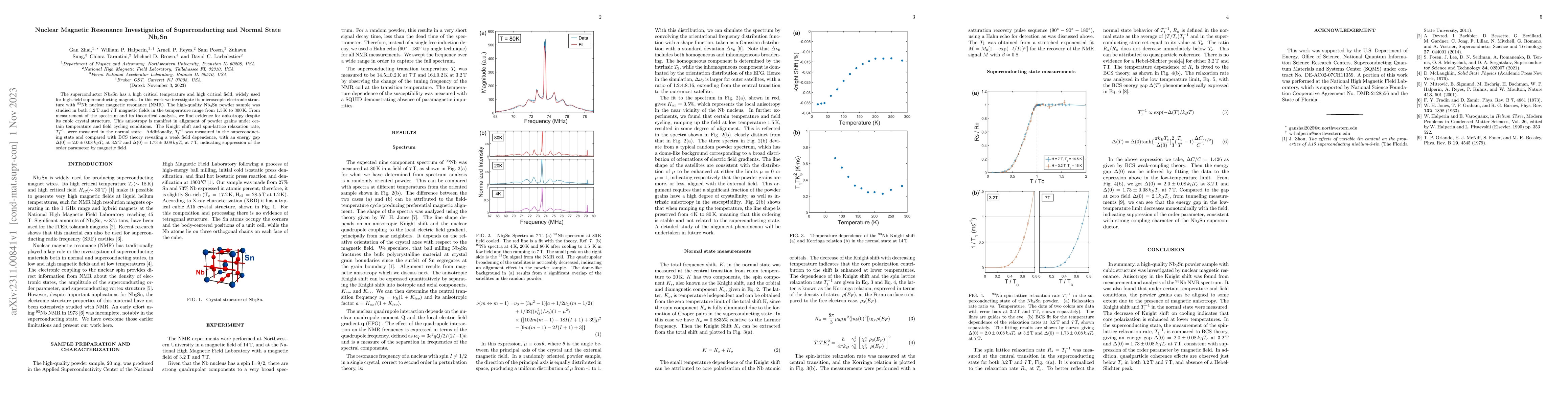Thumbnail for Nuclear Magnetic Resonance Investigation of Superconducting and Normal
  State Nb$_3$Sn