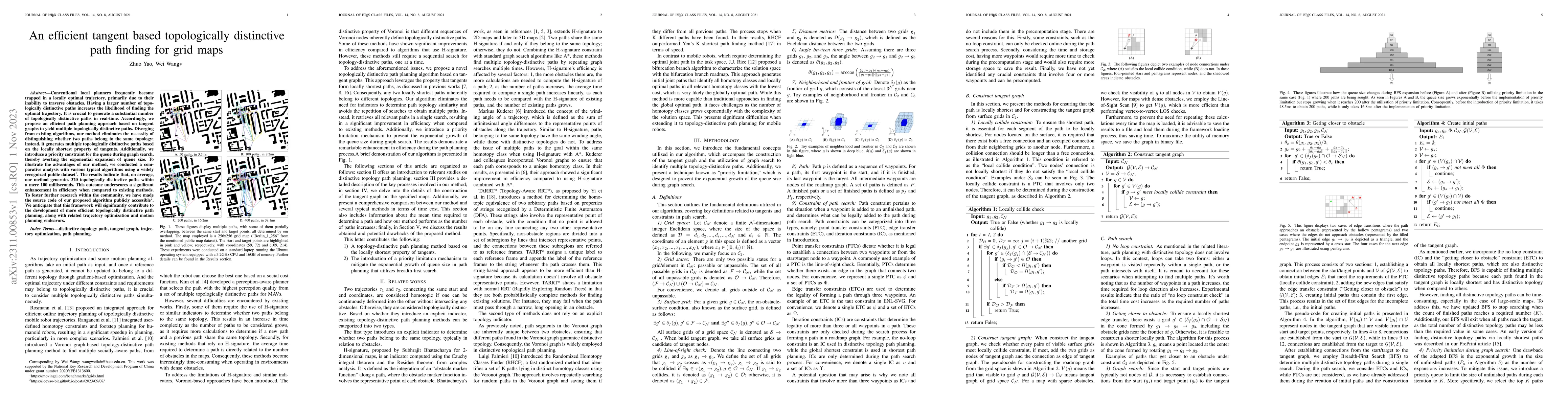 Thumbnail for An efficient tangent based topologically distinctive path finding for
  grid maps