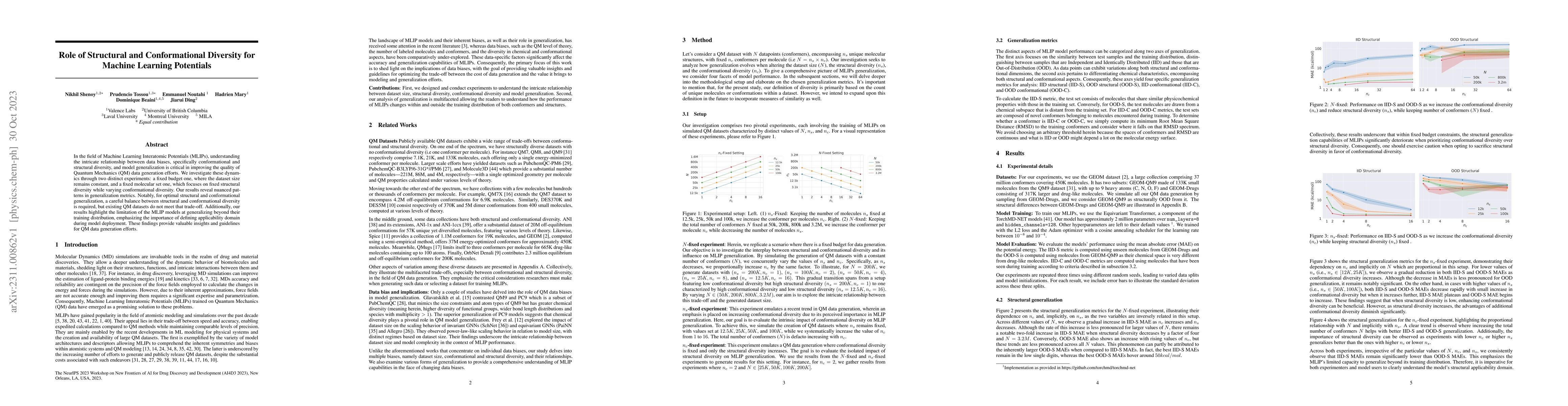 Thumbnail for Role of Structural and Conformational Diversity for Machine Learning
  Potentials