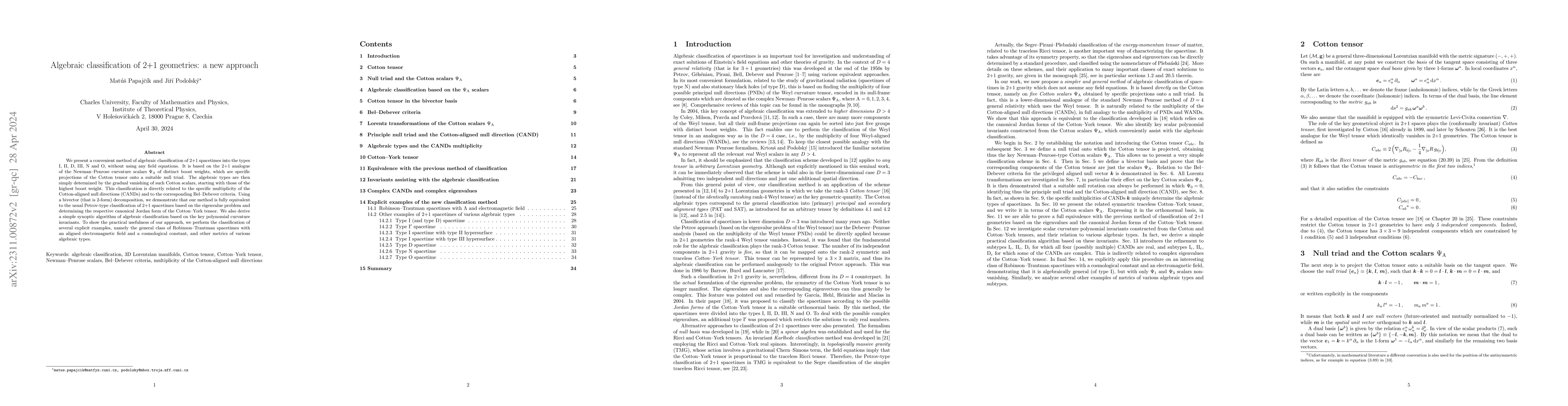 Thumbnail for Algebraic classification of 2+1 geometries: a new approach