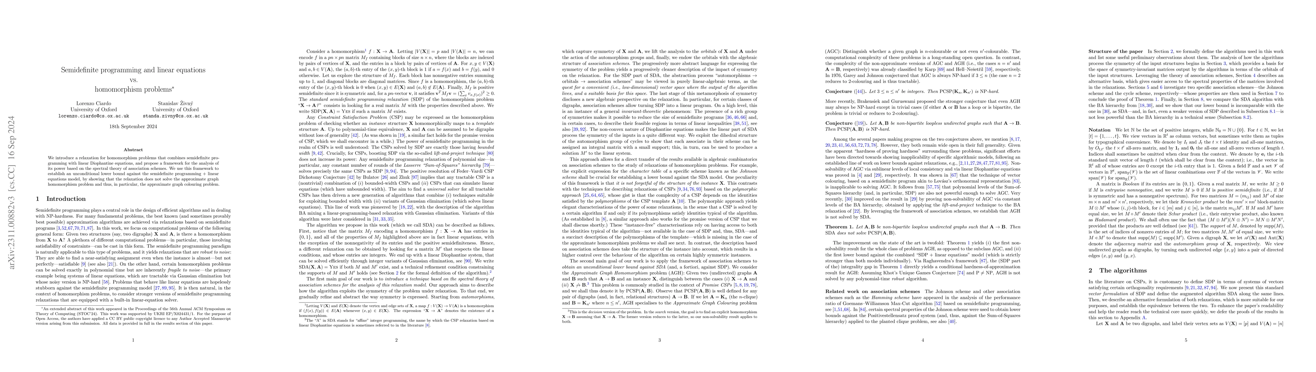 Thumbnail for Semidefinite programming and linear equations vs. homomorphism problems
